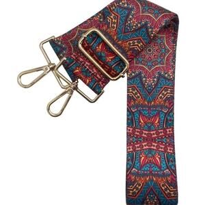Multicolor Stained Glass Geometric Adjustable Crossbody Bag Purse Strap Silver